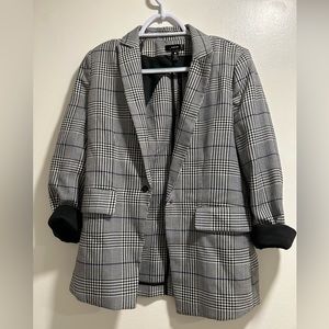 Aqua plaid blazer